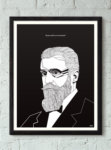 Theodor Herzl black and white art print